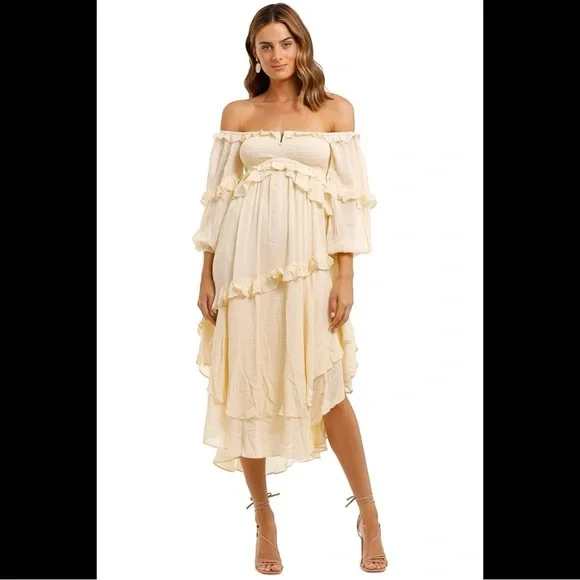 white christmas dresses Lei Lei Frill Gown